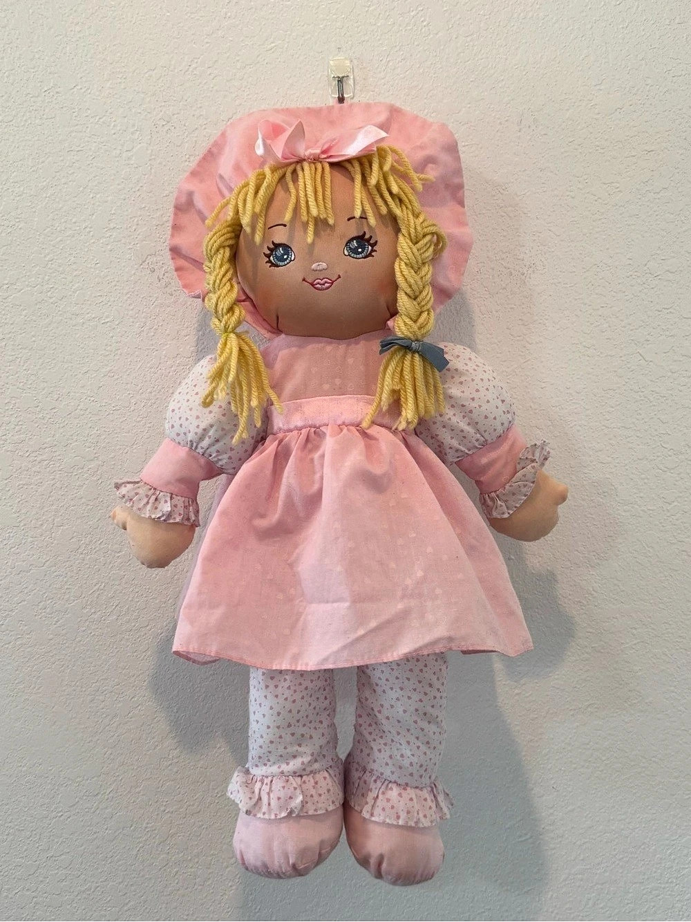 Vintage Sweetie Mine Cloth Doll Pink Heart Print